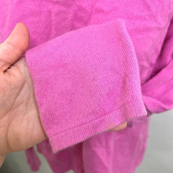 Hanna Andersson Sweater M Pink 100% Cashmere V-neck Long Sleeve Solid Barbiecore - Picture 6 of 13